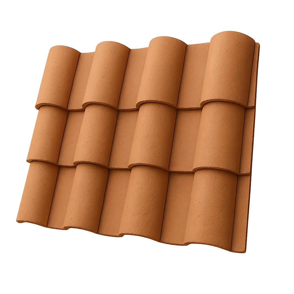 clay tile shingles 3d illustration